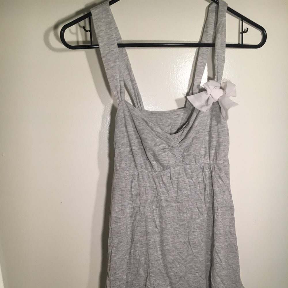 Gray nightgown with bow detail and layered hem